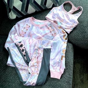 Justice Girls 3 piece set size 10, Sports Bra Size 30